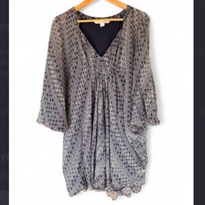 Diane Von Furstenberg Navy and White Patterned Mini Dress